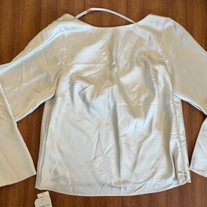 Abercrombie & Fitch White Satin Long-Sleeve Blouse